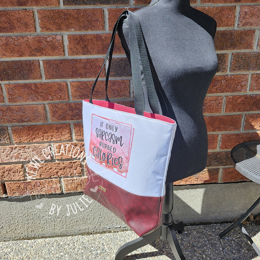 Boxed vinyl bottom Lined Shopping Tote - large