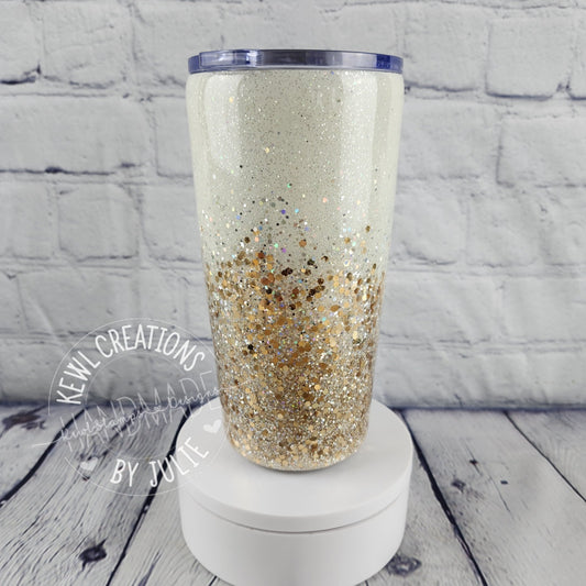 Custom Tumbler - Custom painted and glittered, small stainless steel.