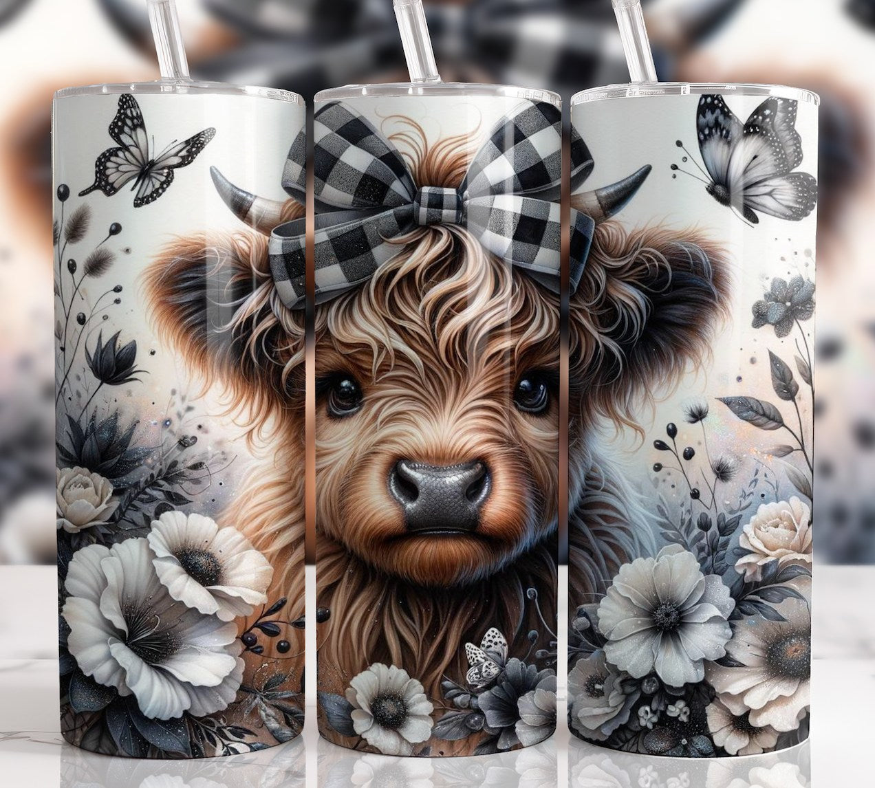 Custom Tumbler - "Fluffy cows" Sublimated 20oz stainless steel tumbler.