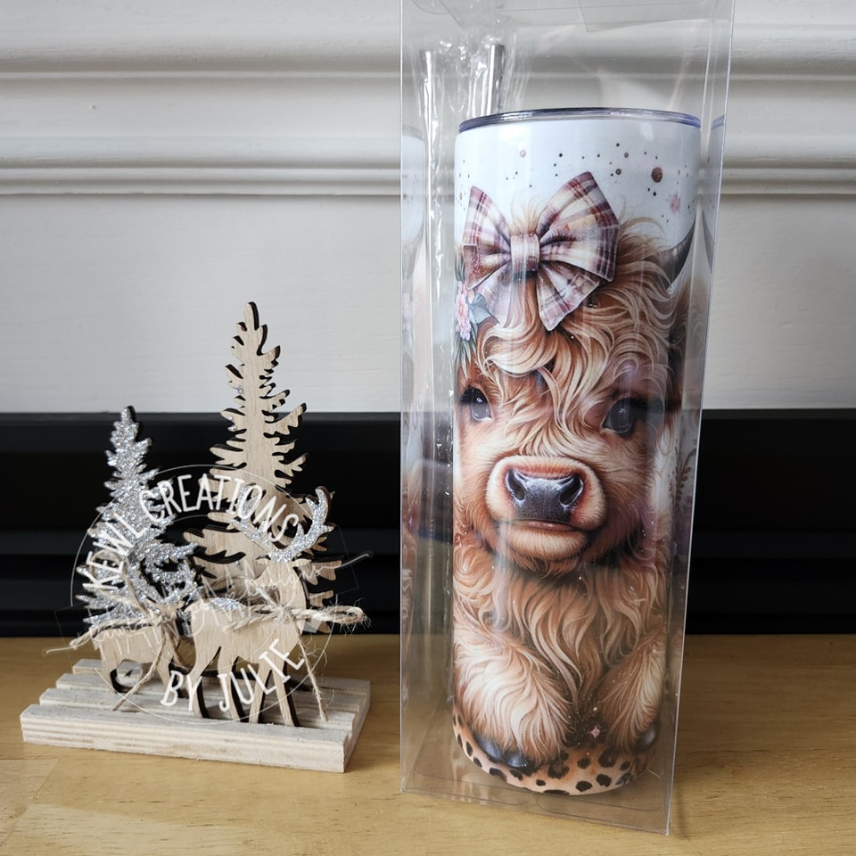 Custom Tumbler - "Fluffy cows" Sublimated 20oz stainless steel tumbler.