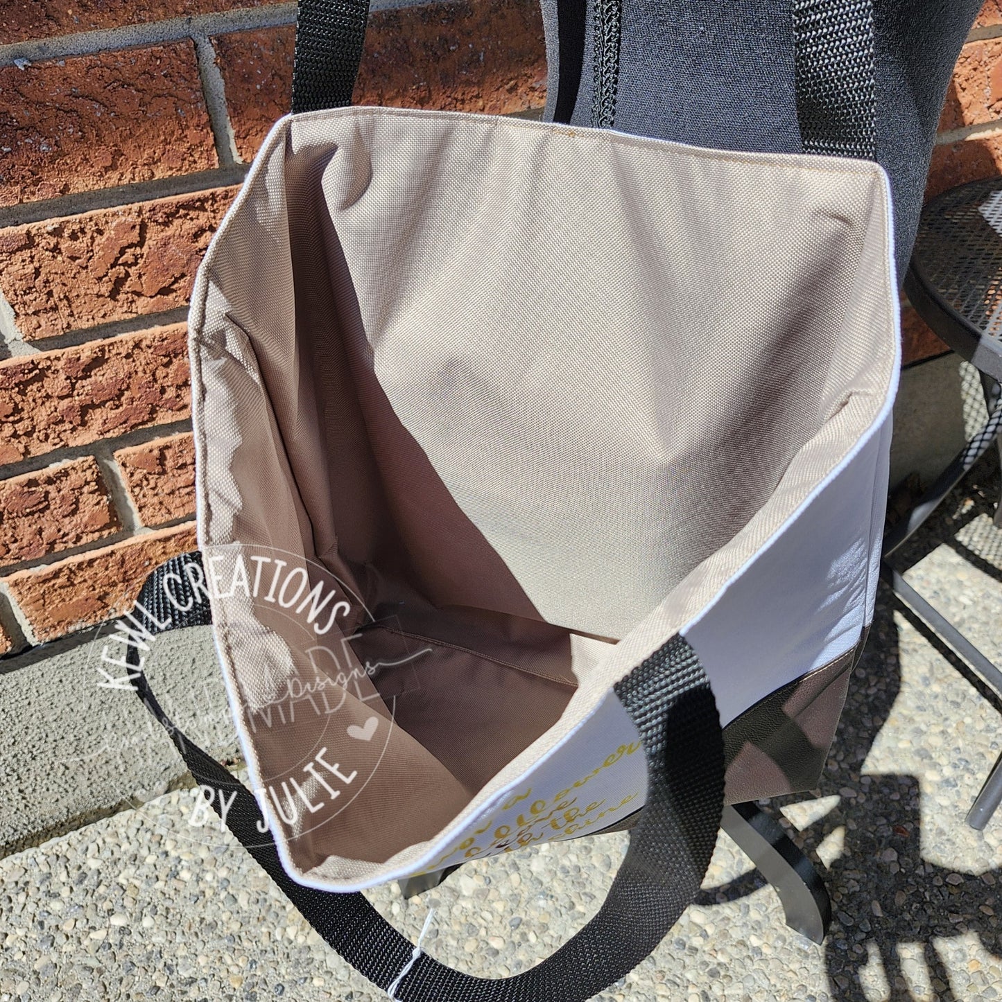 Boxed vinyl bottom Lined Shopping Tote - large