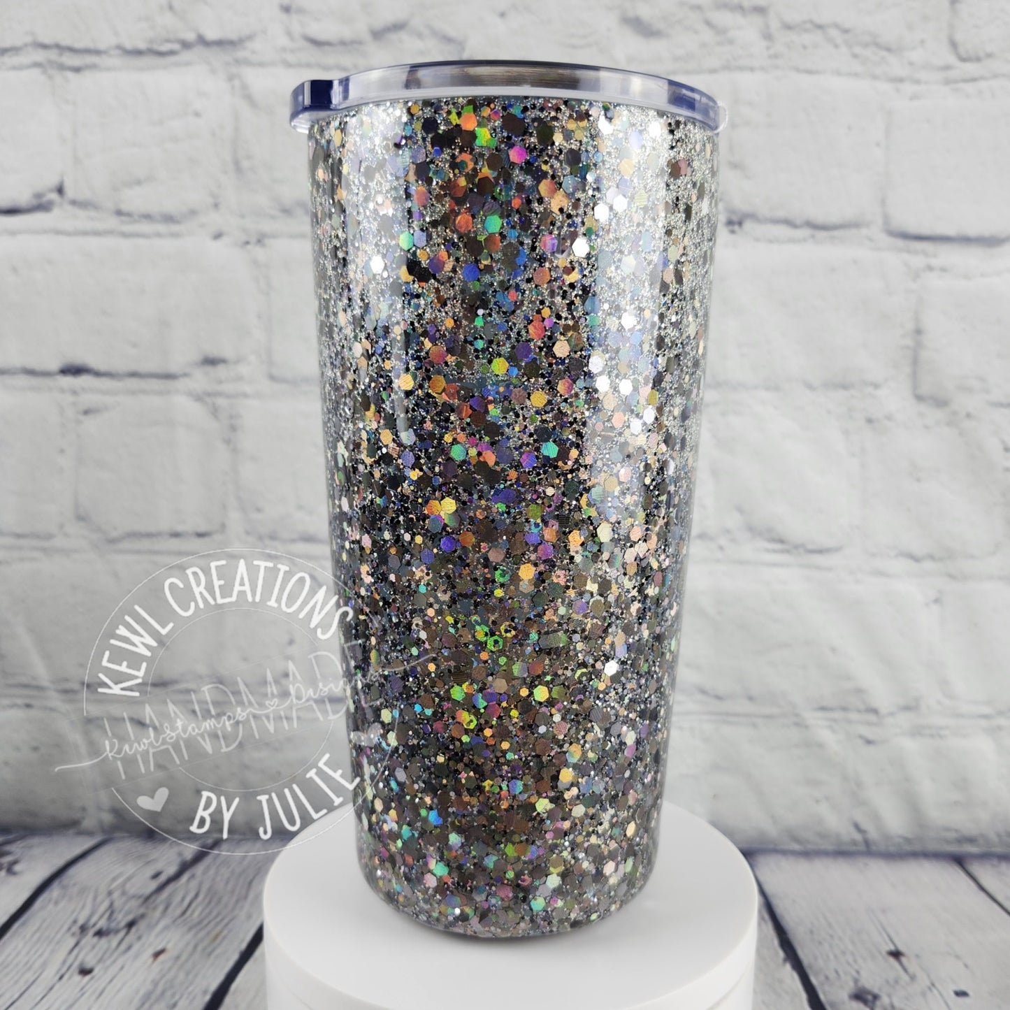 Custom Tumbler - Custom painted and glittered, small stainless steel.