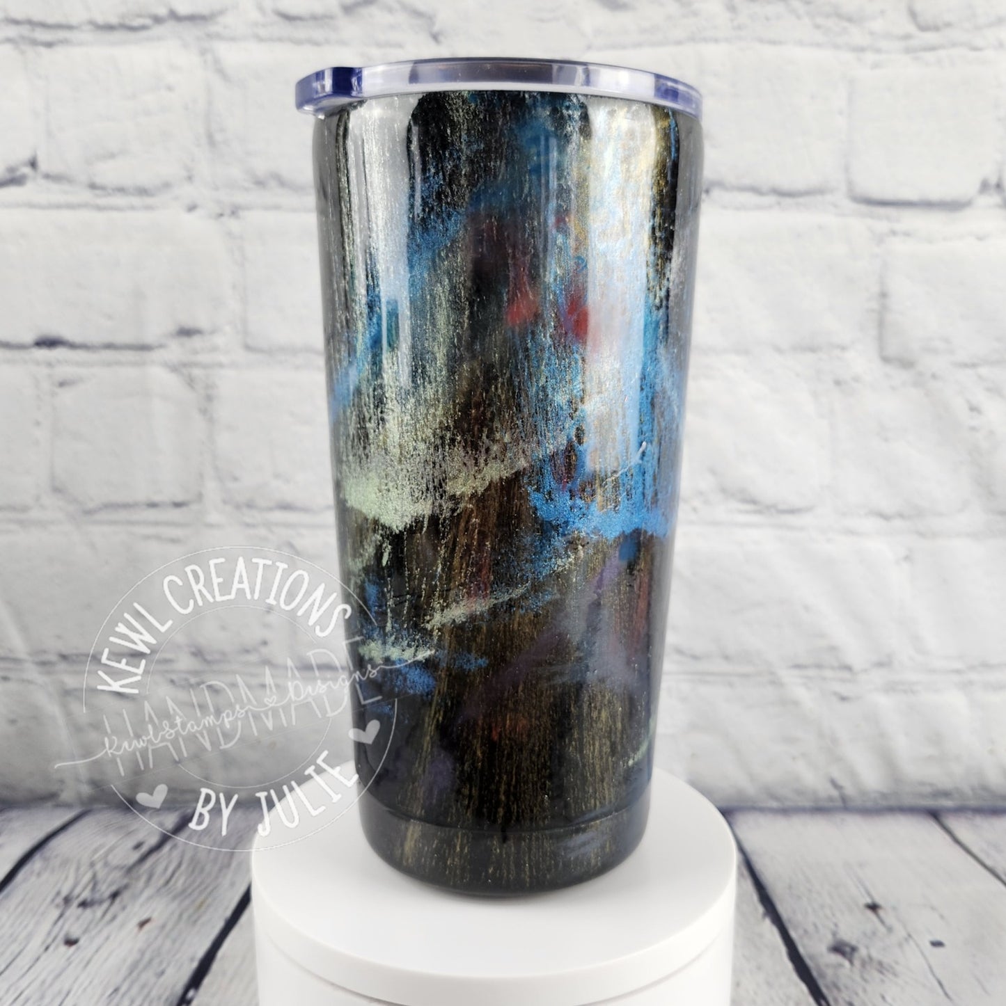 Custom Tumbler - Custom painted and glittered, small stainless steel.