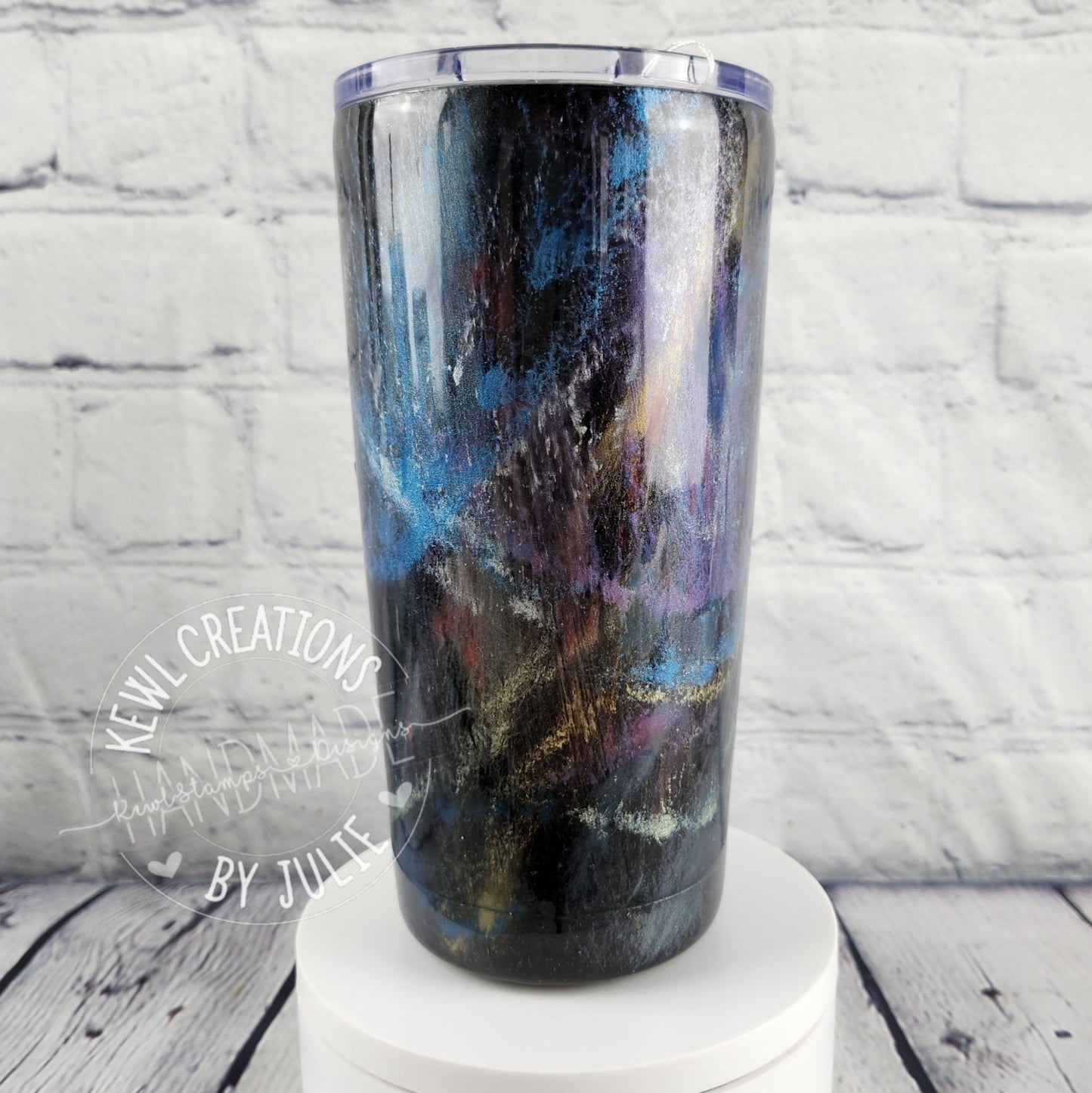 Custom Tumbler - Custom painted and glittered, small stainless steel.