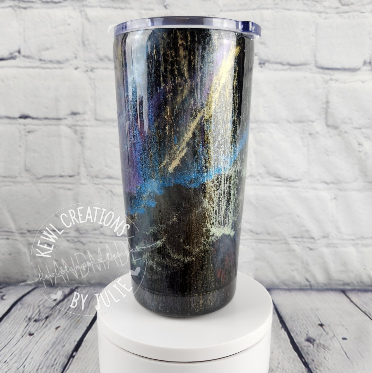 Custom Tumbler - Custom painted and glittered, small stainless steel.