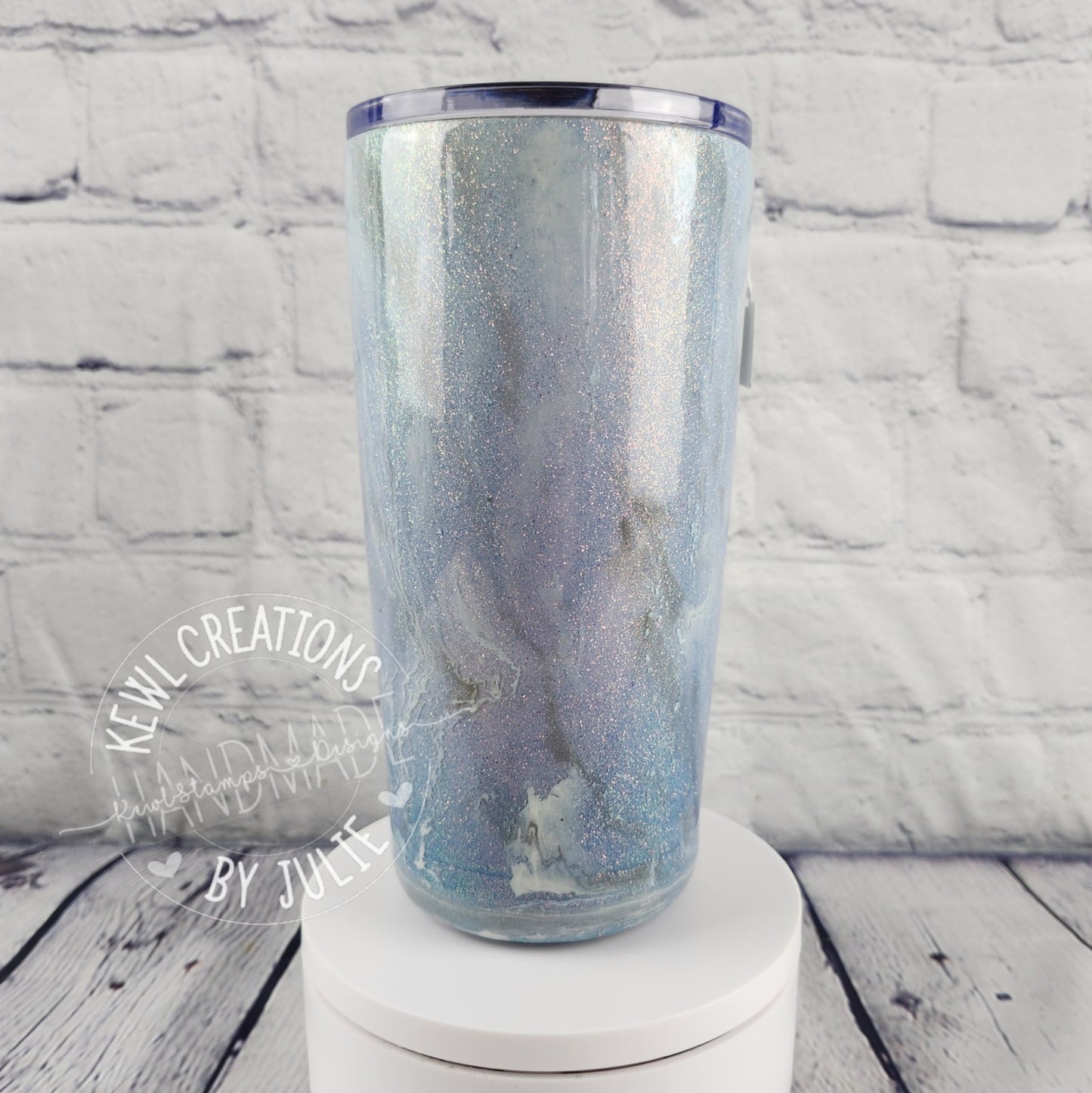 Custom Tumbler - Custom painted and glittered, small stainless steel.
