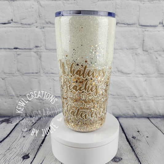 Custom Tumbler - Custom painted and glittered, small stainless steel.