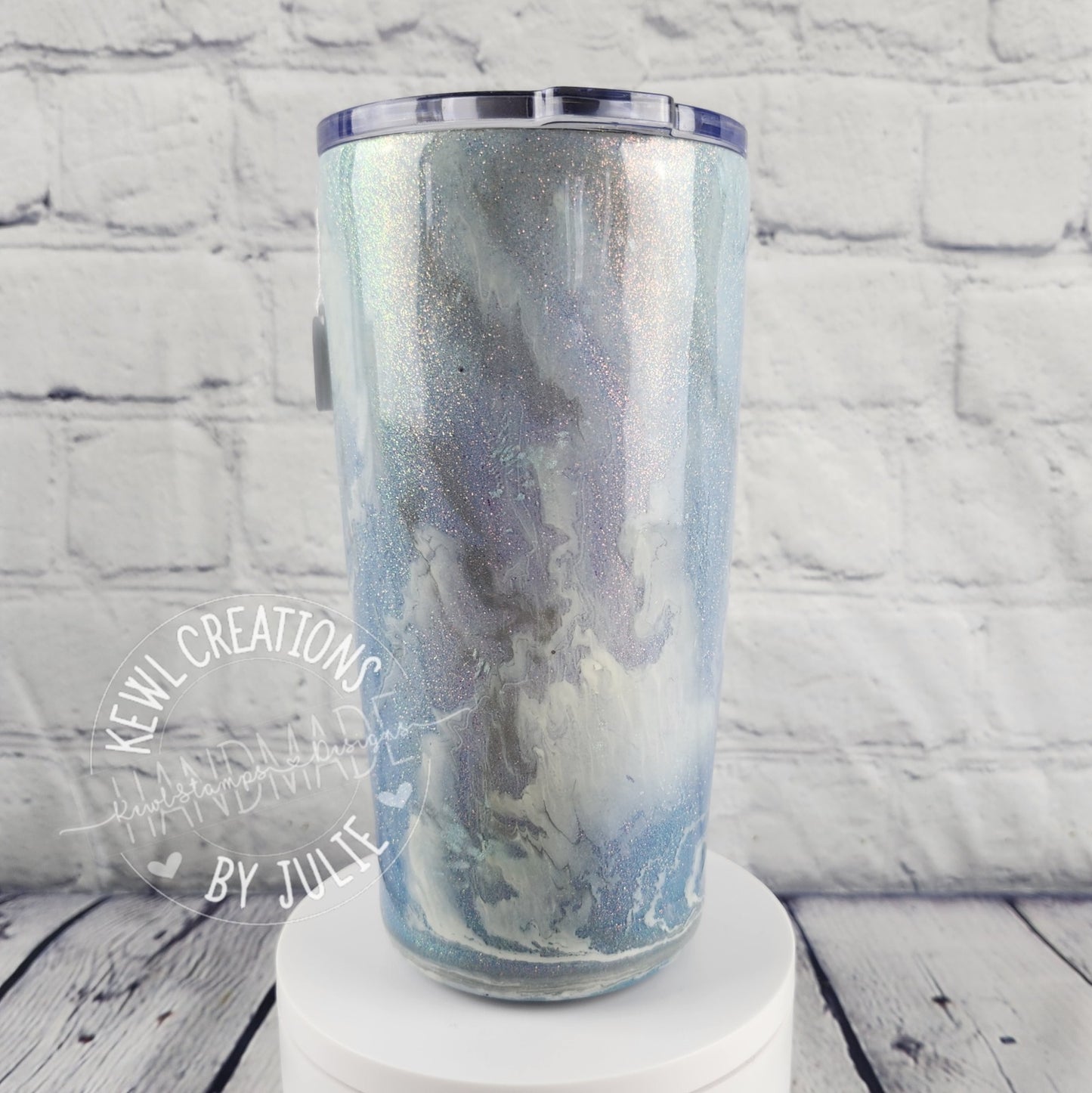Custom Tumbler - Custom painted and glittered, small stainless steel.