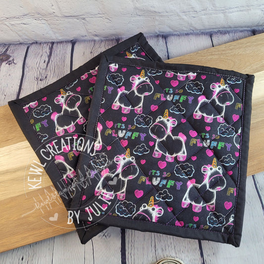 Reusable - Kitchen decor |Farmhouse Potholders - So Fluffy Unicorns